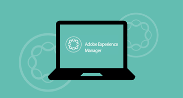 Adobe Experience Manager aufgeklappter Laptop mit Aufschrift Adobe Experience Manager